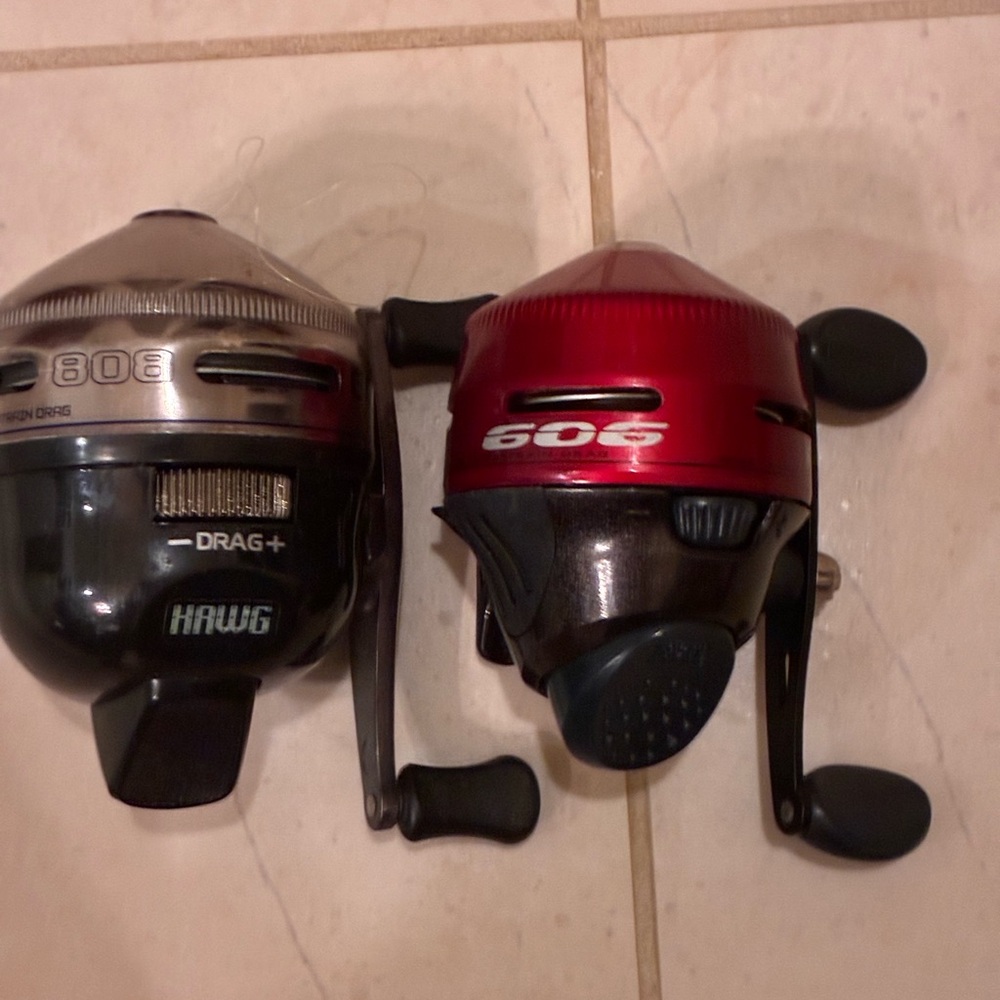Red and Silver Fishing Reels
